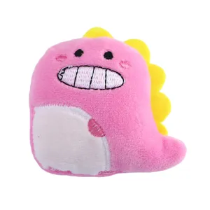 Spilla in peluche dinosauro rosa accessorio fai da te, morbido badge cartone animato vestiti.