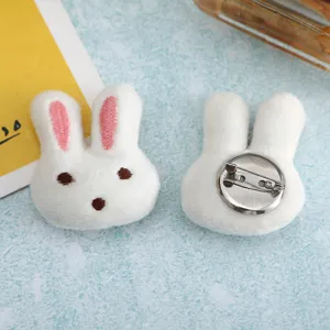 Cute plush rabbit brooch pin, soft stuffed animal lapel pin for clothes and bags.