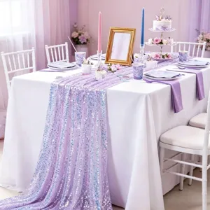 Glitzernder Pailletten Tischläufer im Meerjungfrau-Stil für Geburtstag Hochzeit Party Deko.