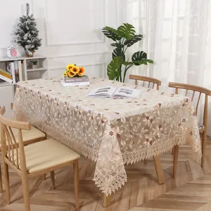 Elegant embroidered lace tablecloth for dining table pastoral style home decor textile cover new.