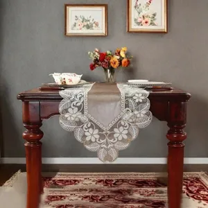 Amerikanischer Luxus Tischläufer Blumen Spitze Patchwork Polyester Stoff Tischdecke Für Esszimmer Heimdekoration