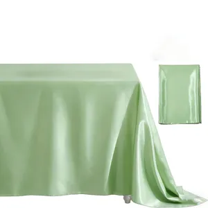 Light green satin tablecloth for wedding party banquet rectangular silk table cover decor