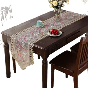 American lace table runner exquisite embroidered dining table cover cloth coffee table decoration