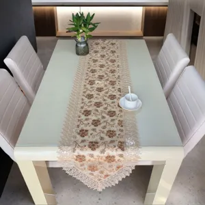 Elegant floral lace table runner for dining table coffee table decor elegant embroidery fabric