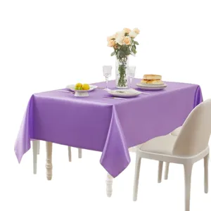 Elegant purple satin tablecloth rectangular bright silk table cover for wedding banquet dining decor