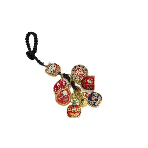 Traditional Chinese style metal enamel keychain charm pendant lucky bag backpack accessory