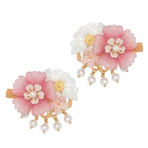 Nouveau style chinois fleur de forêt perle gland pince à cheveux élégant doux accessoires fille