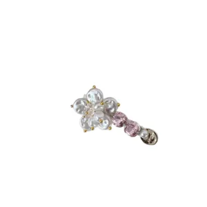 Pinza para el pelo de flor de perla estilo coreano dulce con cristal rosa accesorios