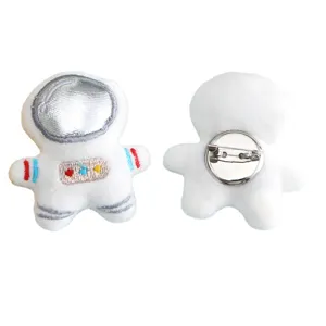 Cute cartoon astronaut plush brooch pin for clothes bags and hats, detailed embroidery accessory