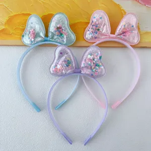 Children jelly color 3D bow liquid glitter hairband cute sweet hair hoop accessories for girls