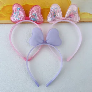 Kids quicksand headband jelly color cute 3d bow hair hoop sweet girls hair accessories