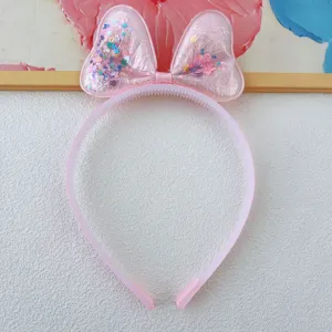 Children jelly color quicksand bow headband sweet cute hair hoop for little girls accessories