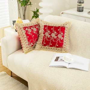 European Light Luxury Lace Embroidery Cushion Cover Minimalist Decorative Throw Pillow Case For Sofa Car