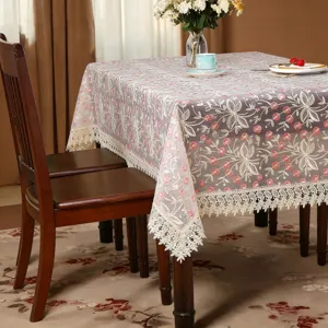 Nappe brodée en dentelle de style pastoral nappe florale de luxe pour salle à manger