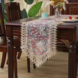 French lace table runner Nordic hollow embroidered dining table cover decoration 180cm