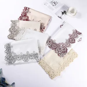 Nordic luxury lace tablecloth for dining table, elegant decorative fabric with fine embroidery.