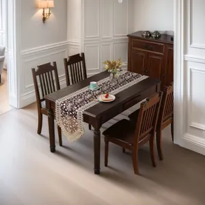 American style embroidered lace table runner for elegant home dining table decoration.