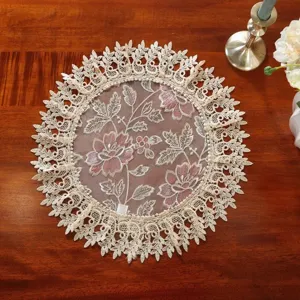 Mantel redondo de encaje bordado europeo cubierta de mesa de malla decorativa