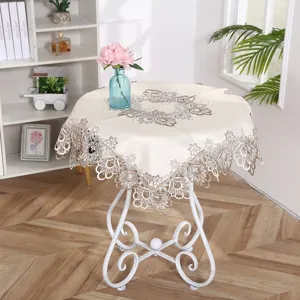 Nordic Style Lace Tablecloth Embroidered Floral Table Cover Dustproof Dining Coffee Table Cloth Home Decor
