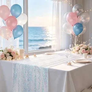 Pailletten Tischläufer glitzernde Tischdecke für Hochzeit Geburtstag Party Deko am Meer
