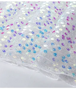 Glitzernder Meerjungfrau Pailletten Tischläufer glänzender weißer Mesh Stoff für Hochzeit