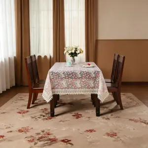 Nappe brodée en dentelle pastorale élégante housse de table à manger décoration chic