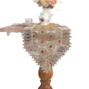 European lace cutwork embroidered table runner for dining table coffee table decor