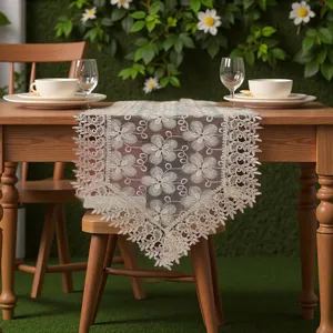 Amerikaanse Stijl Mesh Geborduurde Tafelloper Lange Dressoir Sjaal Voor Eettafel Salontafel TV Kast Huisdecoratie
