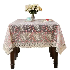 Nappe brodée en dentelle style pastoral nappe de table basse transparente creuse décorative