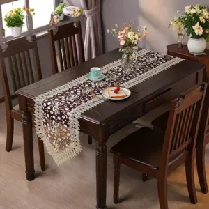 American lace table runner embroidered dining table cloth for home decor and party decoration.