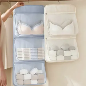 Bolsa de Almacenamiento Colgante de Pared Organizador de Malla Visible para Armario Dormitorio Residencia Ropa Interior Calcetines Bolsa Plegable