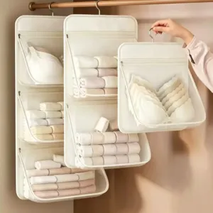 Organizador colgante con malla transparente para ropa interior y calcetines en armario