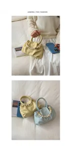 Women fashion pleated cloud handbag niche design summer shoulder crossbody small square bag