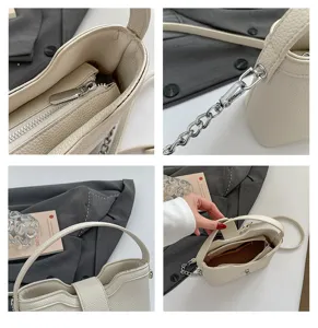 Sac seau femme grain litchi chic sac porte epaule bandouliere cabas vue de detail sac