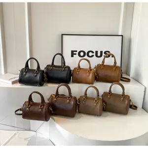 Fashion women Boston handbag PU leather casual top handle shoulder crossbody bag multi color