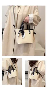 Chic straw tote bag for women summer fashion woven crossbody handbag with stylish scarf accent