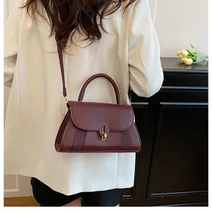 Minimalist women underarm shoulder bag, trendy PU leather small handbag for daily casual commute.
