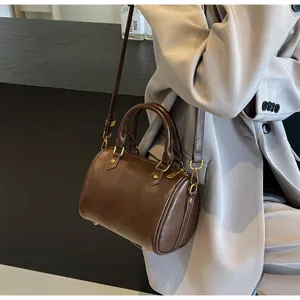 Women brown boston pillow bag stylish top handle shoulder crossbody bag for commute fashion