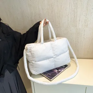 Borsa shopper imbottita bianca, grande borsa a tracolla per donna e lavoro, borsa nuvola.