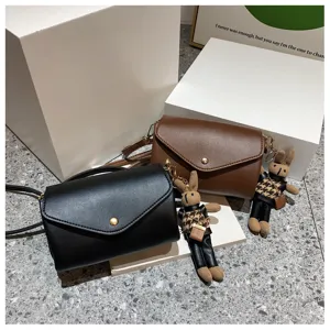 Women fashion envelope crossbody bag with cute rabbit keychain casual shoulder bag