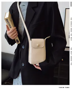Crossbody phone bag women soft leather mini shoulder bag casual stylish mobile phone purse