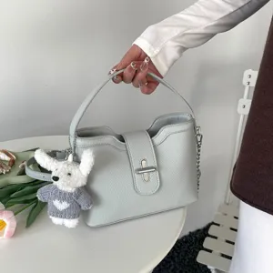 Sac à main élégant en cuir motif litchi femme sac seau bandoulière tendance neuf