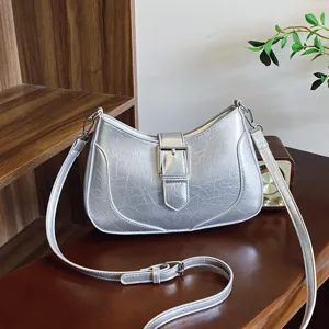 2024 Nuovo Estate Argento Borsa Sottoascellare Vintage Metallica Tracolla Borsa Donna Moda