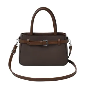 Vintage brown women work handbag retro chic top handle shoulder bag casual commuting purse