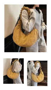 Stylish nylon dumpling shoulder bag, casual commuter tote with large capacity crossbody cloud design.