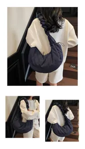 Nylon dumpling shoulder bag for women, stylish casual large capacity crossbody cloud tote.