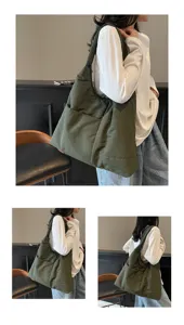 Casual quilted shoulder bag large capacity tote bag for women daily commute and school.