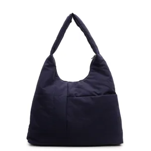 Large capacity shoulder bag for women, versatile commuting hobo bag, soft quilted cloth handbag