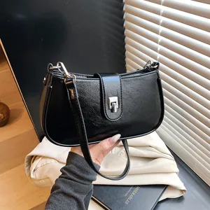 Women's Fashion PU Leather Underarm Bag Casual Solid Color Shoulder Crossbody Bag Versatile Commuter Handbag For Ladies