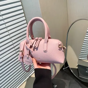 Pink Boston handbag women PU leather stylish casual shoulder crossbody bag daily use